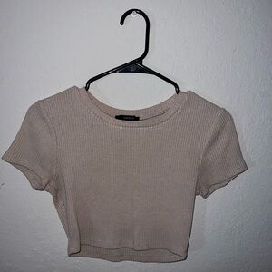 Ribbed Beige Crop Top